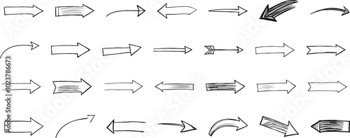 Hand-drawn arrow illustrations for graphic design and web elements.
