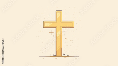 Flat vector illustration of a cross the religious symbol of christianity religion icon