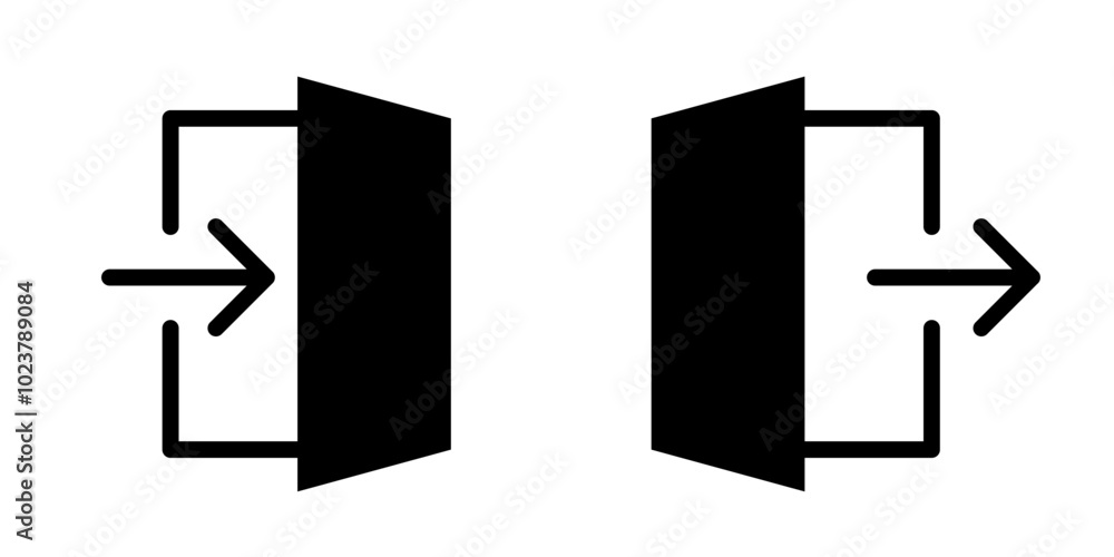Login logout icon. Enter and exit icon. Login logout icon. Enter and exit icon.