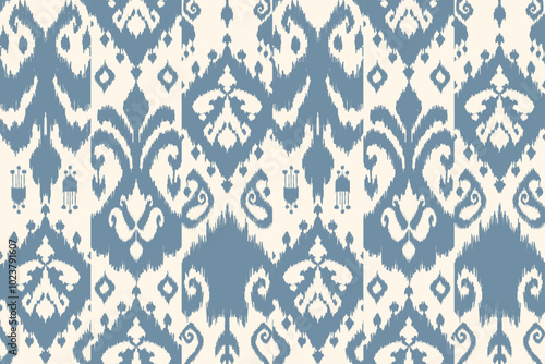 kat seamless pattern, geometric design, motif ethnic handmade, Ikat ethnic tribal, boho colors seamless wallpaper. Ethnic Ikat abstract background art.Illustration for greeting cards, printing