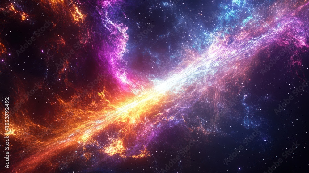 Obraz premium Abstract galaxy with neon colors and cosmic energy effects