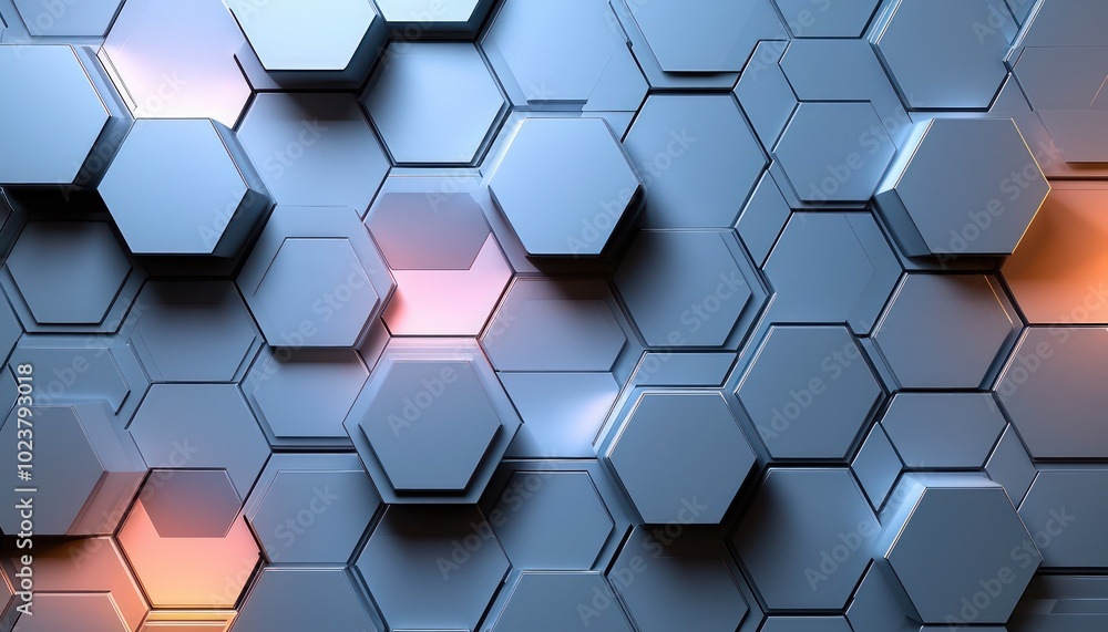 Abstract hexagon geometric surface wallpaper with light grid pattern Abstract hexagon geometric surface wallpaper with light grid pattern