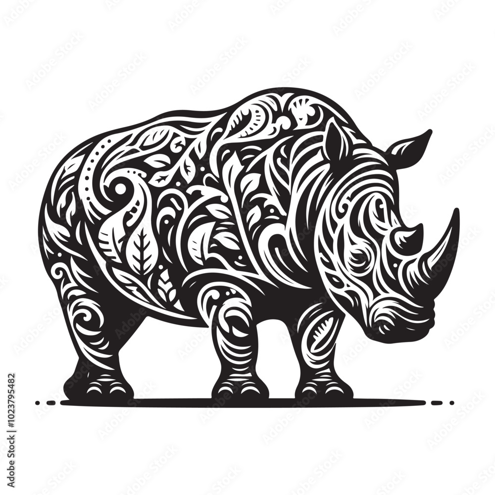 Fototapeta premium rhino cartoon page