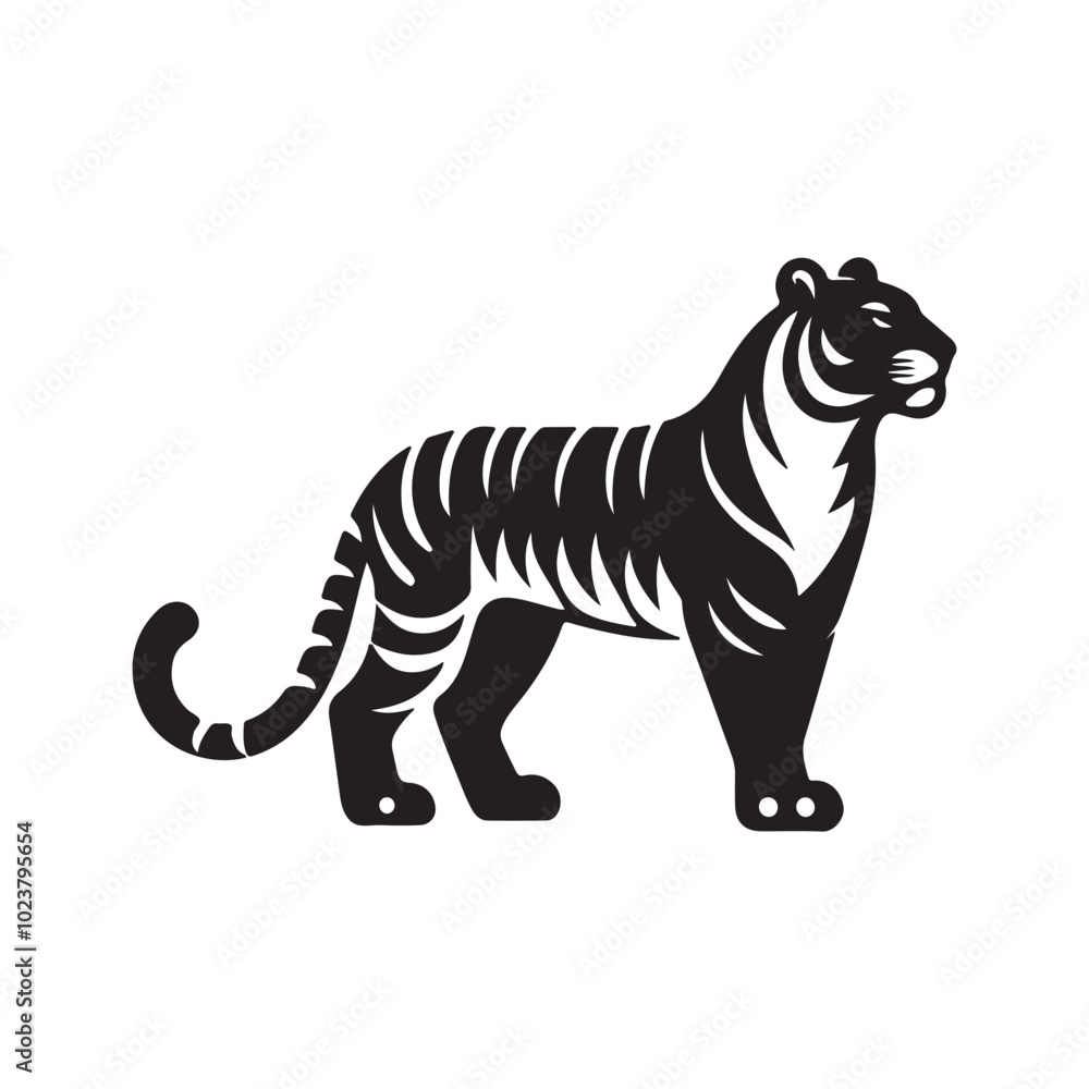 Obraz premium Black and white tiger icon vector.