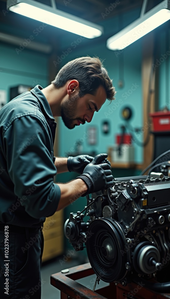 A skilled mechanic meticulously works on a car engine in a well equipped workshop, showcasing expertise and attention to detail in automotive repair. A skilled mechanic meticulously works on a car engine in a well equipped workshop, showcasing expertise and attention to detail in automotive repair.