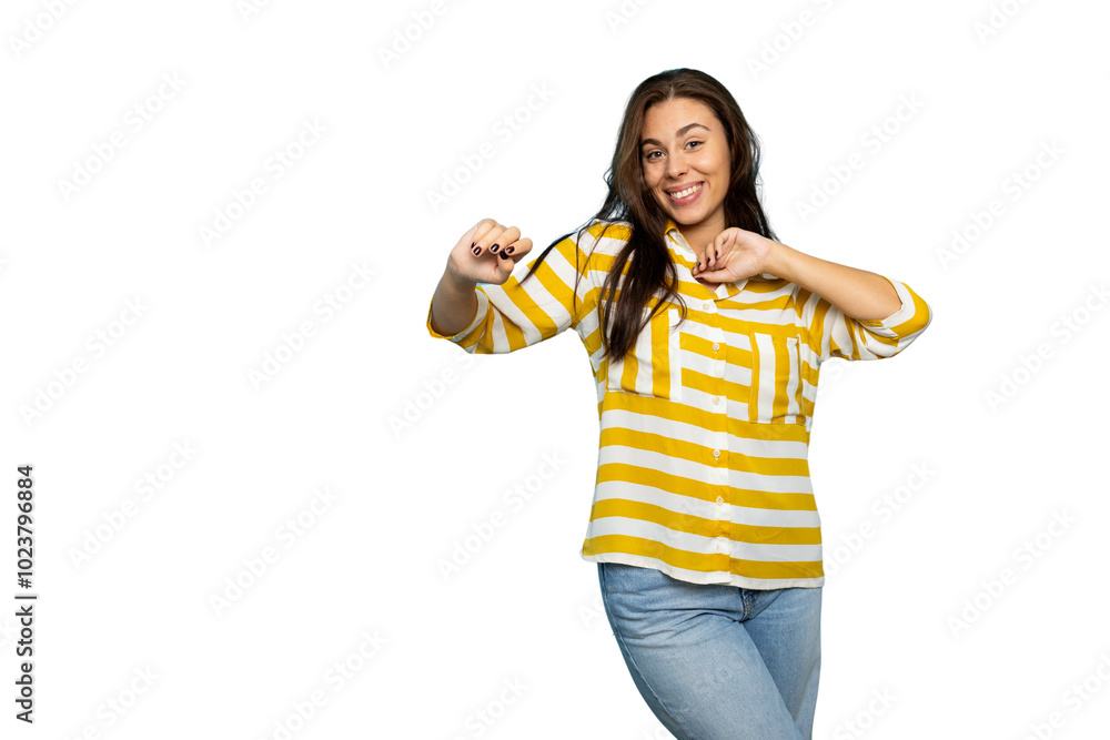 Happy girl dancing with enthusiasm and energy Happy girl dancing with enthusiasm and energy