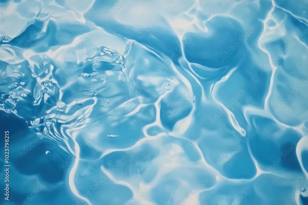 A blue abstract painting depicting water, light, and shadow in close-up, with a reflection on the surface Generative AI A blue abstract painting depicting water, light, and shadow in close-up, with a reflection on the surface Generative AI