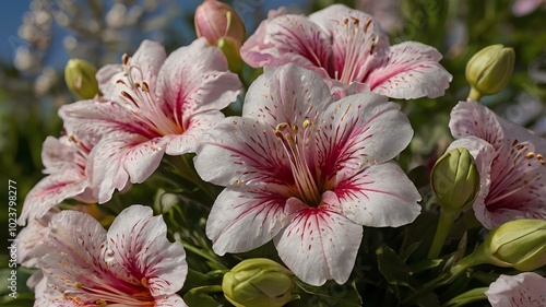 pink and white flowers in spring time, beautiful 