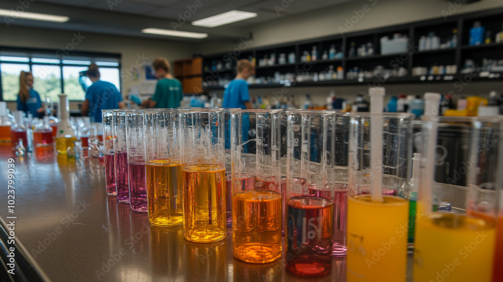Students are learning about chemistry by doing science experiments in their class. Students are learning about chemistry by doing science experiments in their class.