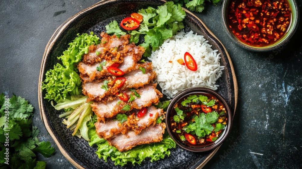 Savory Pork Dish with Rice and Fresh Herbs Savory Pork Dish with Rice and Fresh Herbs