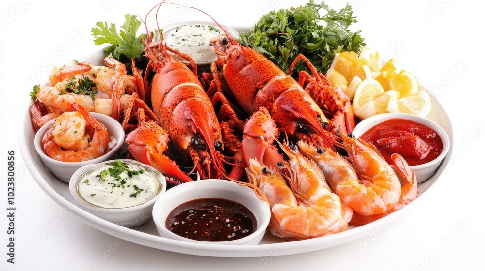 Assorted Seafood Platter with Dipping Sauces Assorted Seafood Platter with Dipping Sauces