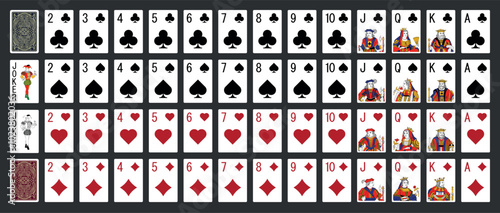 Poker hand rankings combination set vector