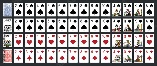 Poker hand rankings combination set vector