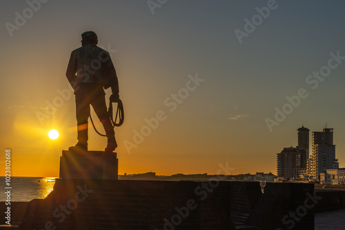 sunset over the city Vlissingen Netherlands