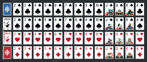 Poker hand rankings combination set vector