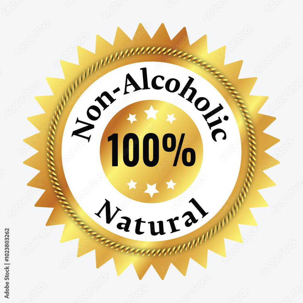 Non-alcoholic badge label stand certification design for approval sticker template. Non-alcoholic badge label stand certification design for approval sticker template.