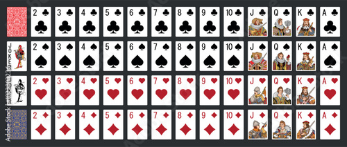 Poker set with isolated cards - Poker playing cards - Miniature playing cards for mobile applications