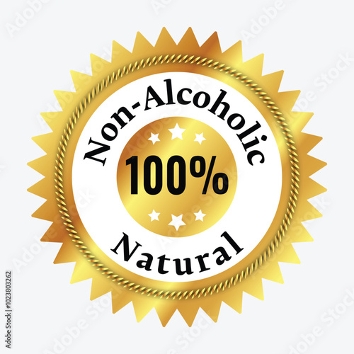 Non-alcoholic badge label stand certification design for approval sticker template.