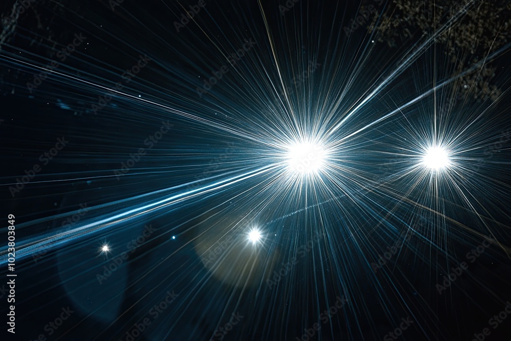 Obraz premium Various Bright Light Spots Create a Stunning Visual Effect Against a Dark Background at Night