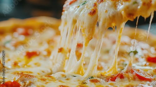 Delicious Cheese Pull from Freshly Baked Pizza photo