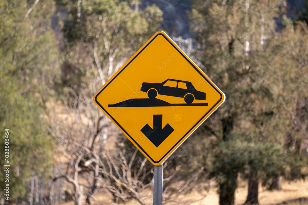 Topes speed bump sign in Guanajuato, Mexico
