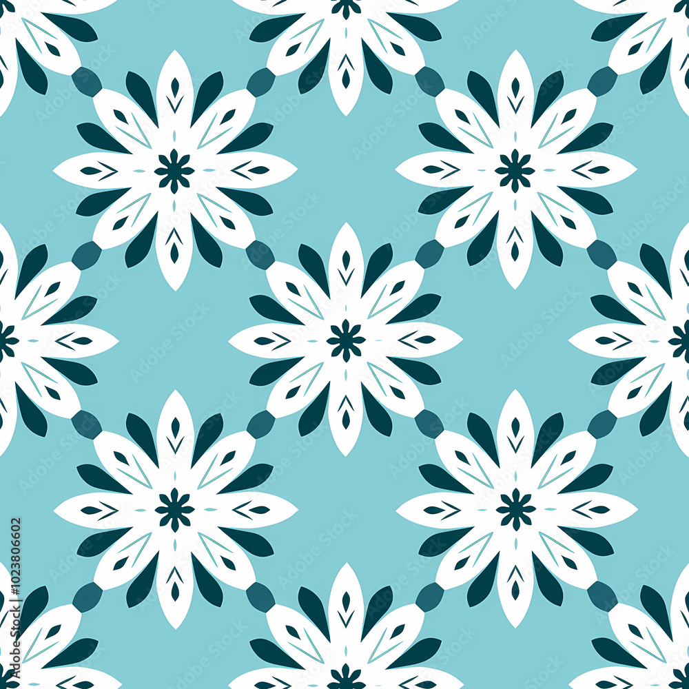 Light Blue and White Snowflake-Inspired Seamless Pattern for Christmas Gift Wrapping Paper Light Blue and White Snowflake-Inspired Seamless Pattern for Christmas Gift Wrapping Paper