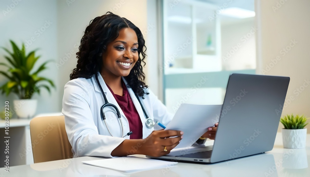 Doctor analyzing medical information on her computer
Doctor analyzing medical information on her computer
