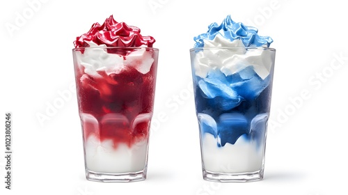 Wallpaper Mural Refreshing dual-flavored iced drinks with colorful whipped cream topping in glasses Torontodigital.ca