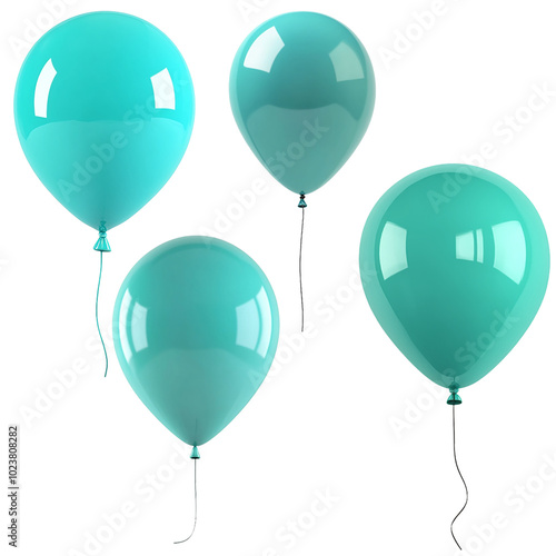 Teal Balloon isolated on transparent background