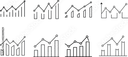 Bar Chart with Trendline Depicting Performance Growth set
