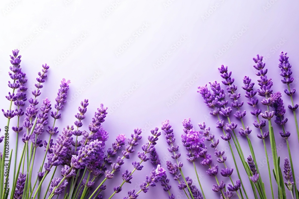 Naklejka premium Minimalist lavender flower clipart on violet background