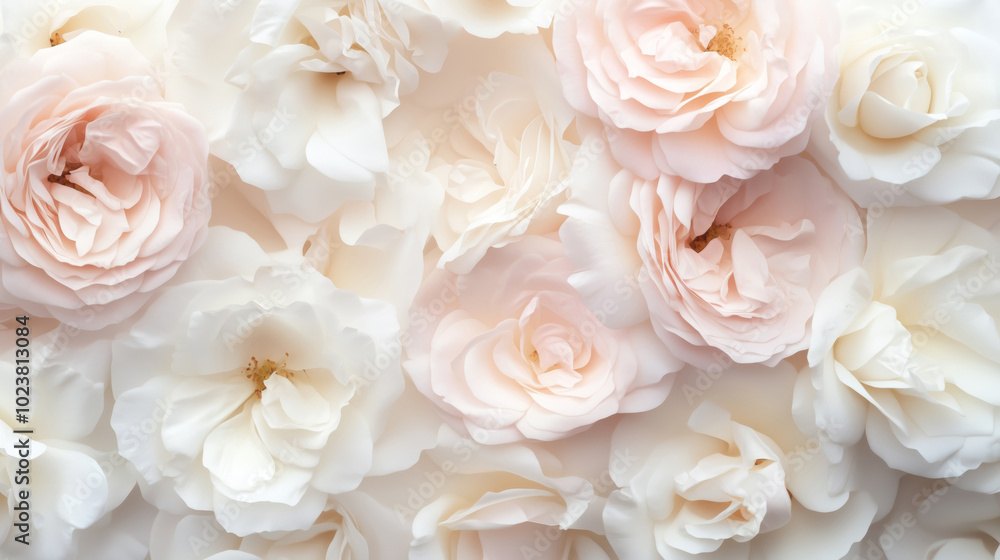 Fototapeta premium Close-up image of white and pink rose blossoms