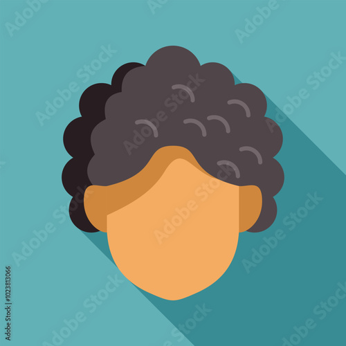 Minimalist vector illustration featuring a person with black curly hair and a blank face, conveying a sense of anonymity and simplicity