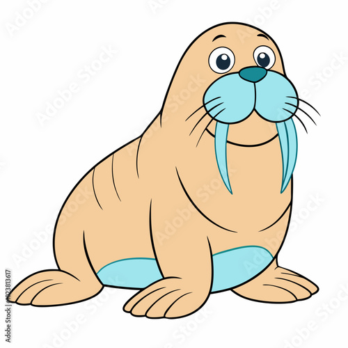 Vector illustration of walrus isolated on white background. stock illustration