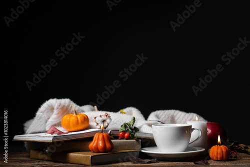 Cozy autumn reading scene w...