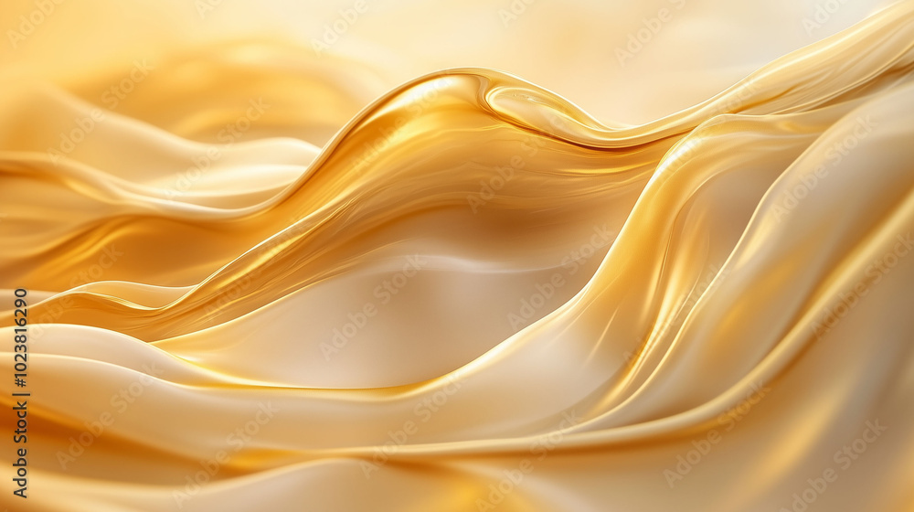 Soft golden silk fabric with smooth, flowing curves and reflective light Soft golden silk fabric with smooth, flowing curves and reflective light