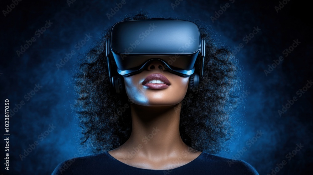 A person wearing virtual reality goggles engages in an immersive ...