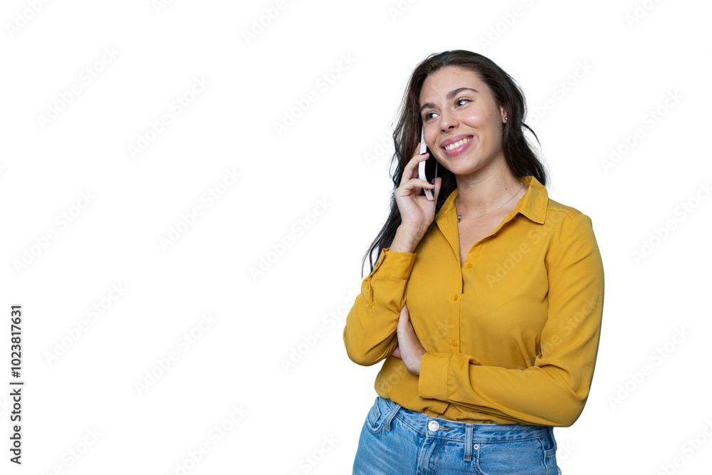 Portrait of a young businesswoman talking on the phone Portrait of a young businesswoman talking on the phone