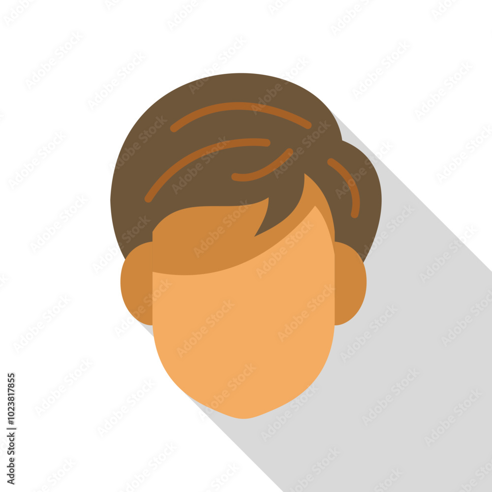Minimalist and modern flat design illustration of a young adult man, showing a neutral expression and brown hair Minimalist and modern flat design illustration of a young adult man, showing a neutral expression and brown hair