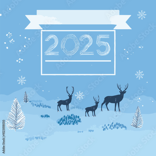 2025 happy new year themed vector drawing