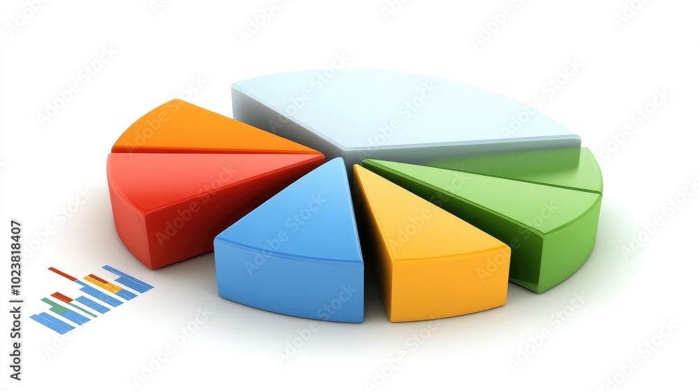 Obraz premium Colorful Pie Chart with Graph Illustration