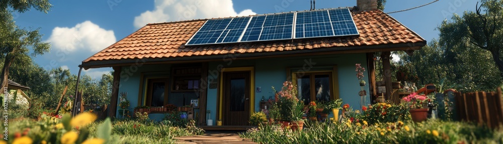 Modern Eco-Friendly Home with Solar Panels Modern Eco-Friendly Home with Solar Panels