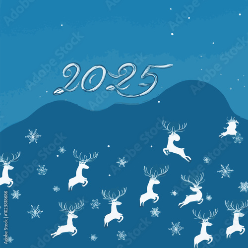 2025 happy new year themed vector drawing