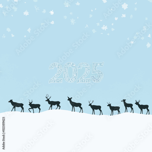 2025 happy new year themed vector drawing