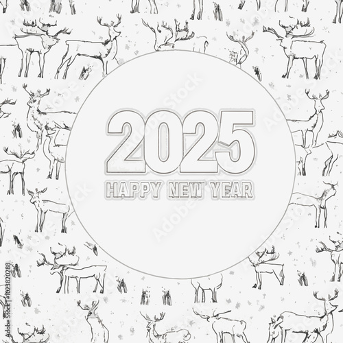2025 happy new year themed vector drawing