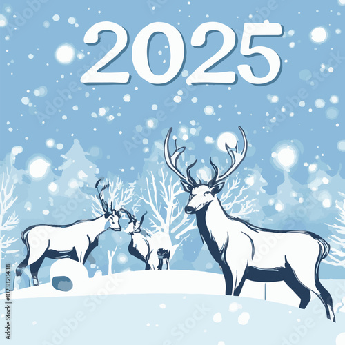 2025 happy new year themed vector drawing