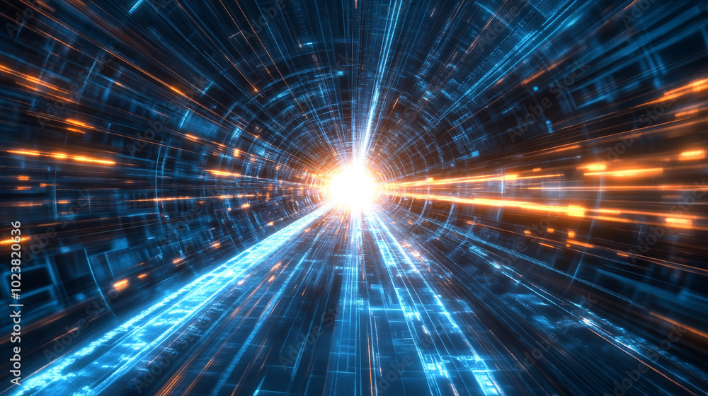 Futuristic Cyberspace Tunnel Abstract Digital Technology Background Futuristic Cyberspace Tunnel Abstract Digital Technology Background