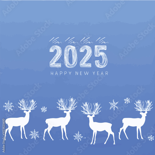 2025 happy new year themed vector drawing