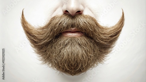 Minimalist mustache and goatee beard isolated on white