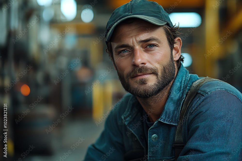 Portrait of a confident factory worker in a hard hat Portrait of a confident factory worker in a hard hat